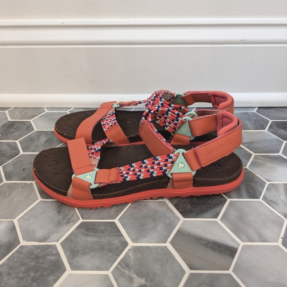 Merrell Around Town Sunvue Coral Strappy Hiking Outdoor Sandals Size 6 Women's - Picture 4 of 12